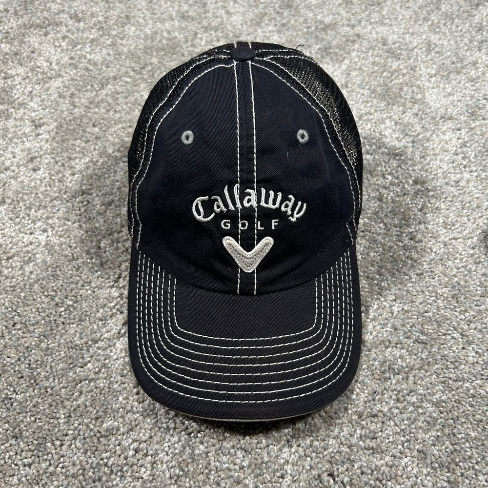 Callaway Golf Vintage Trucker Hat Black White Contrast Stitch Mesh Back Rare
